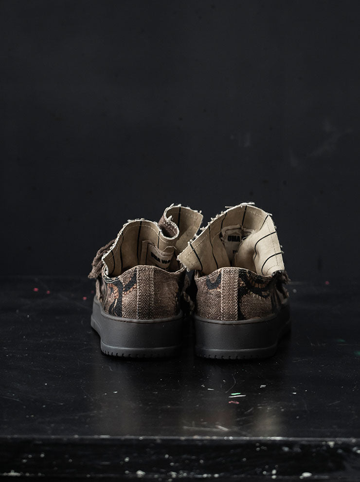 UMA WANG<br> WOMENS printed low-cut sneakers / ROSE × BLACK