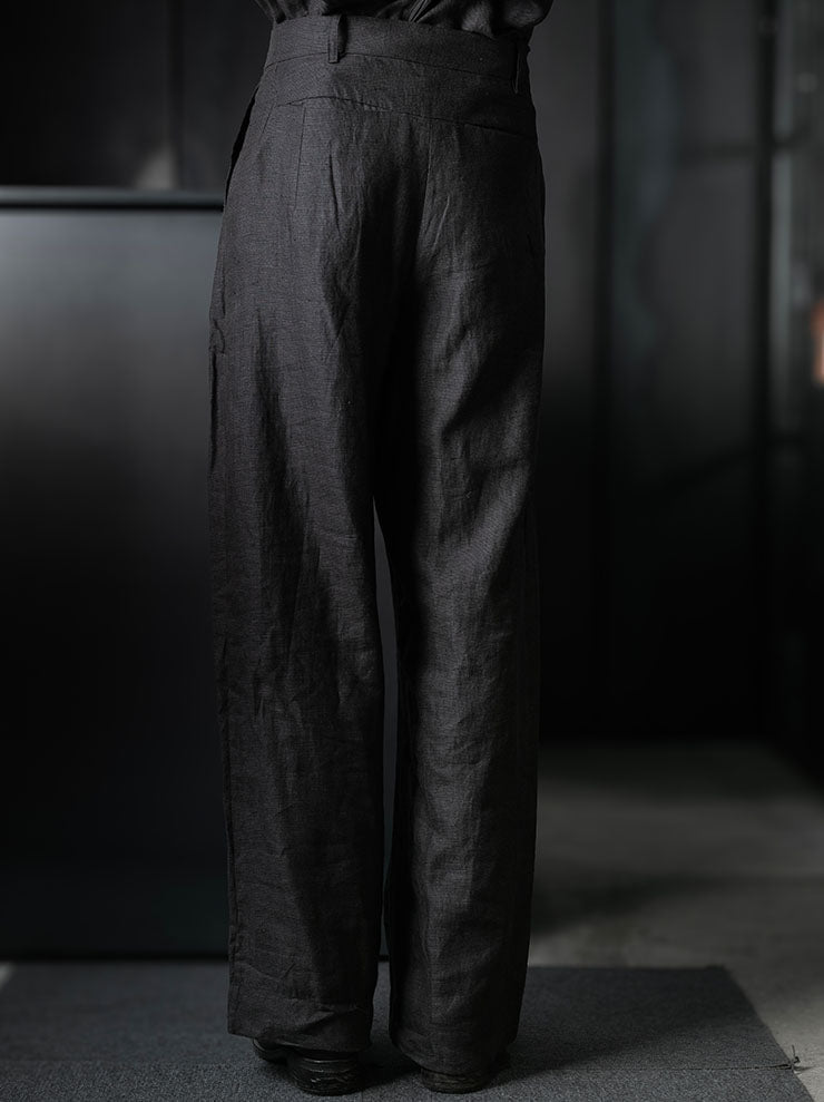 toward(s)<br>TOBI PANT IN LINEN WITH STERLING SILVER BUTTON / Brown & Black