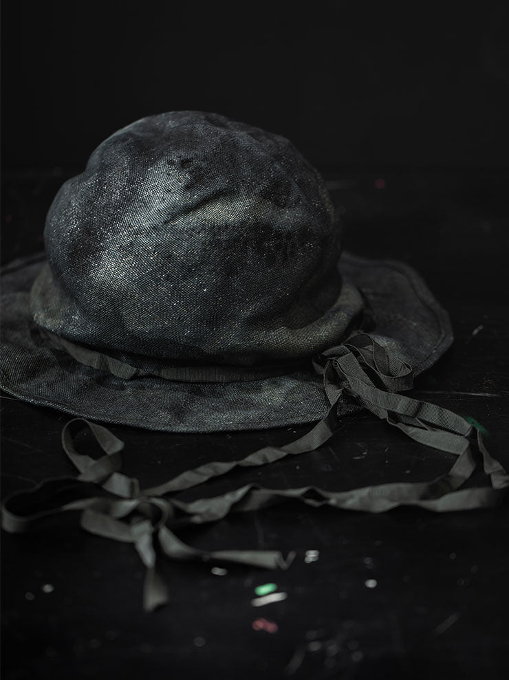 HORISAKI<br> ONE OF A KIND COLLECTION Straw Hat OOAK23 NO. 78 / BLACK