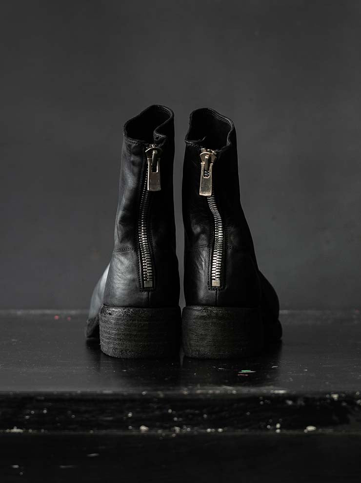GUIDI<br>WOMEN'S BACK ZIP BOOTS THICK SOLE LEATHER 796Z BLKT / SOFT HORSE FULL GRAIN