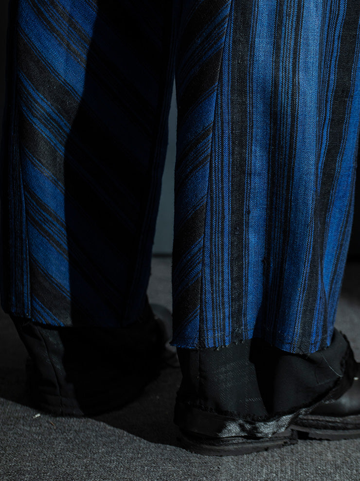 OLUBIYI THOMAS<br> Striped wide pants / Blue & Black