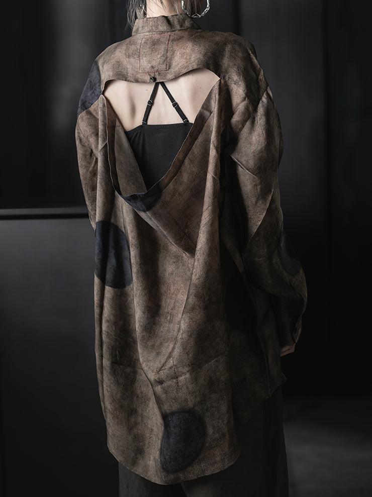 UMA WANG<br>WOMENS TEAYS TOP / BROWN/BLUE