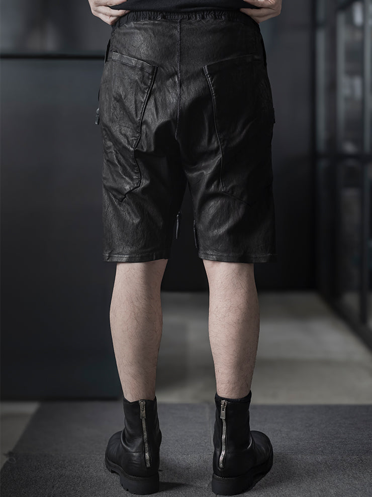 ISAAC SELLAM EXPERIENCE<br> MENS LEATHER SHORTS / NOIR