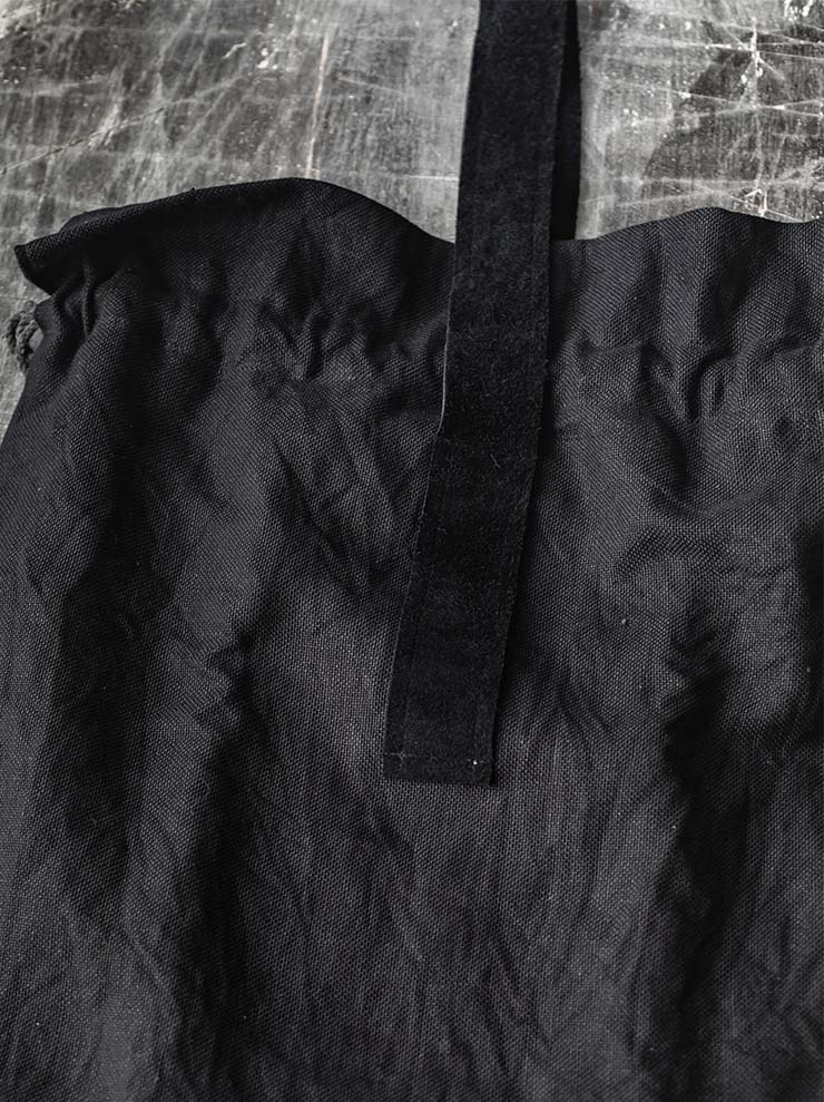 TUFORÉE<br> Leather handle linen tote bag / BLACK