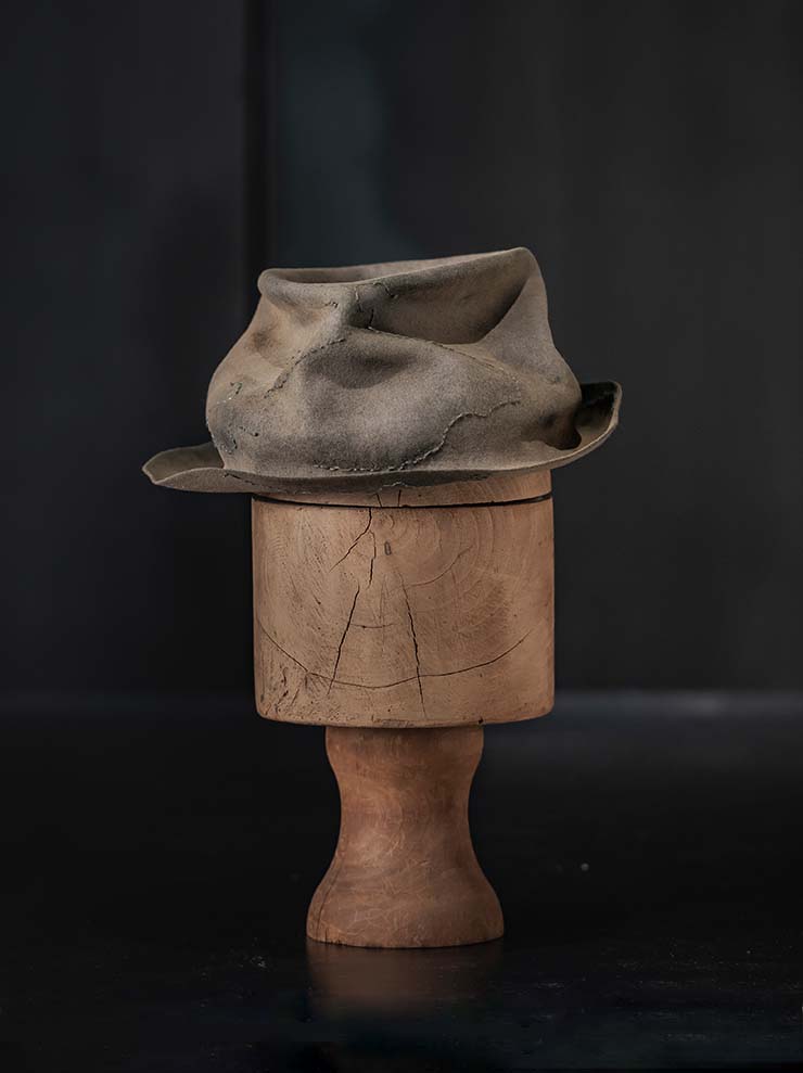 HORISAKI<br> ONE OF A KIND COLLECTION RABBIT FUR FELT HAT OOAK24 NO.30 / GREY