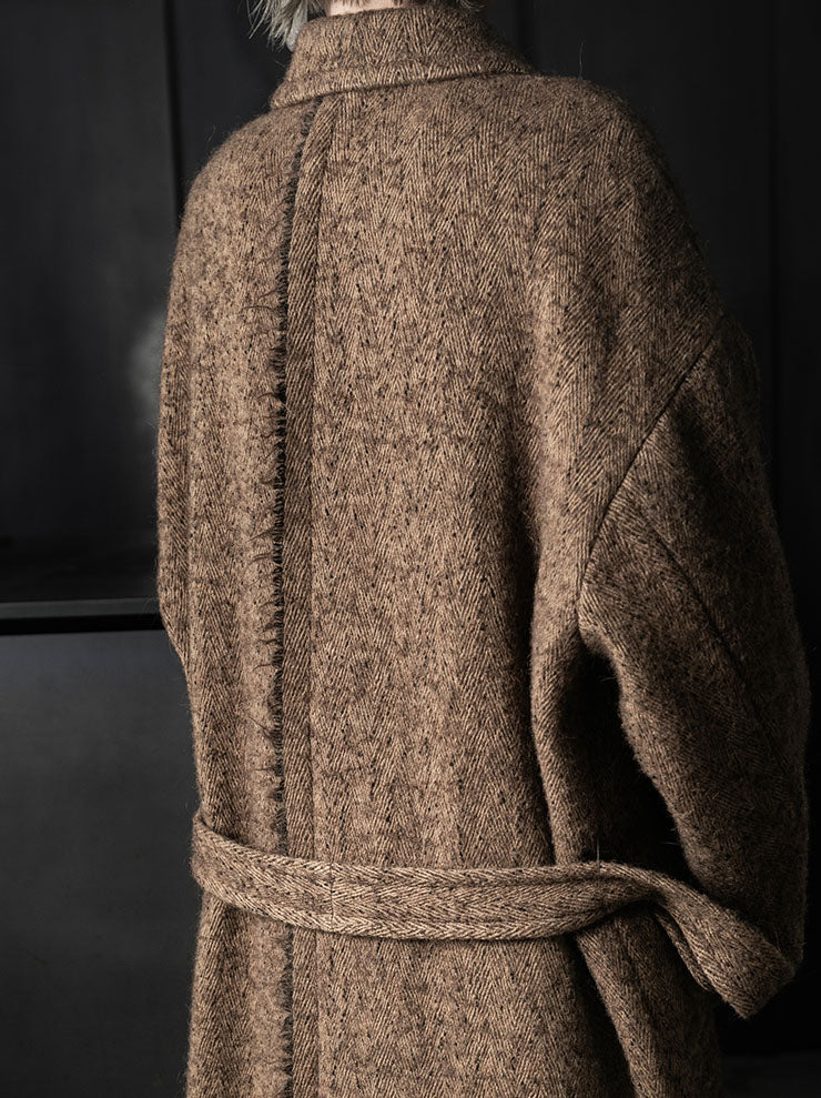 UMA WANG<br>WOMENS CICERO COAT / MUSTARD/BLACK