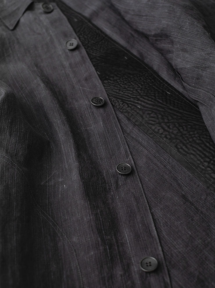 K'ANG<br> MENS BACK / ELBOW SPLIT LATER UNLINED DUST COAT / BLACK