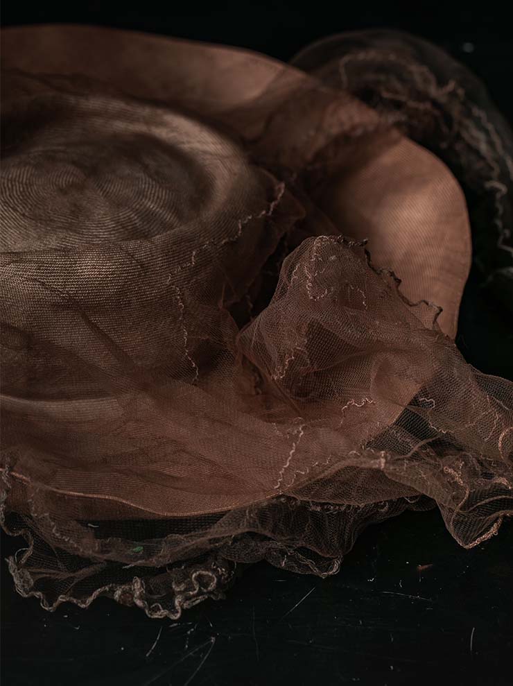 HORISAKI<br> ONE OF A KIND COLLECTION Sisal Straw Hat with Embroidered Veil OOAK25 NO.183 / VARIOUS