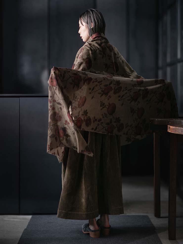 UMA WANG<br>WOOL SCARF / TAN/RED/GREEN