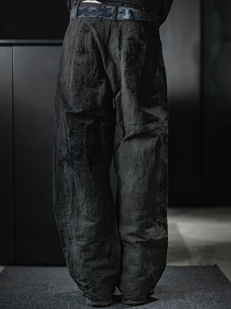 ATELIER SUPPAN<br>MEN'S Blue-green hemp TROUSERS / E26-08
