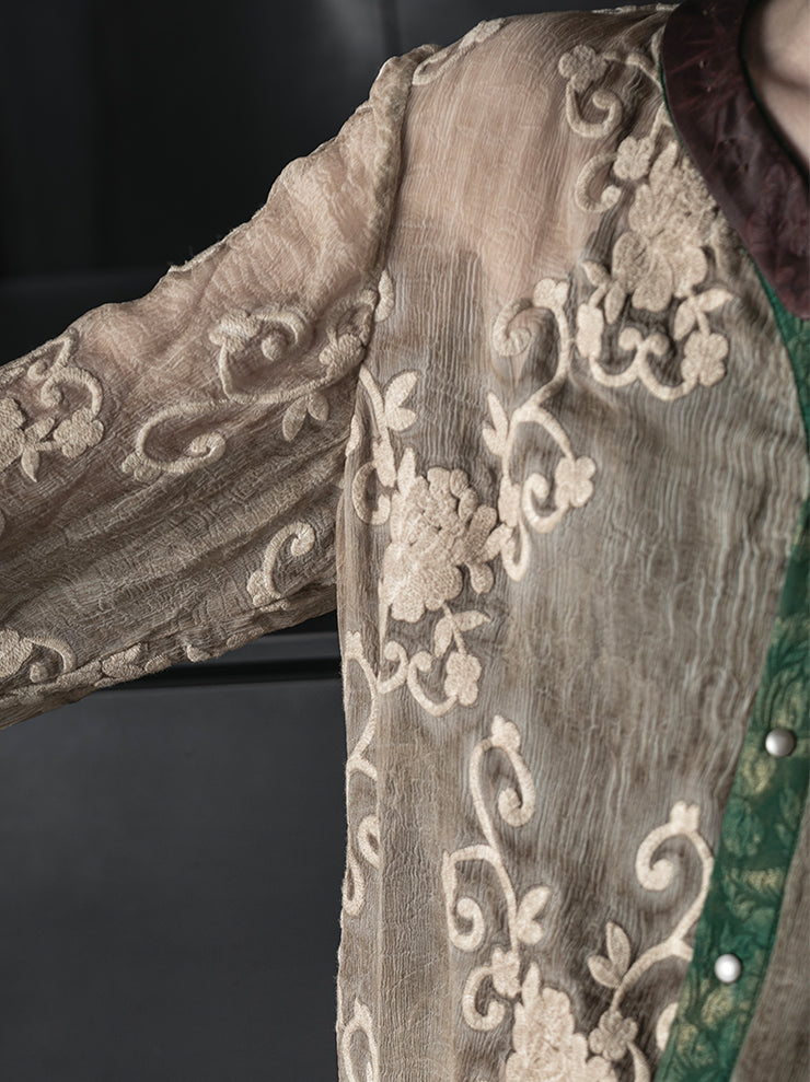 COMMUNS<br>WOMENS SILK SHIRT / Beige Flora