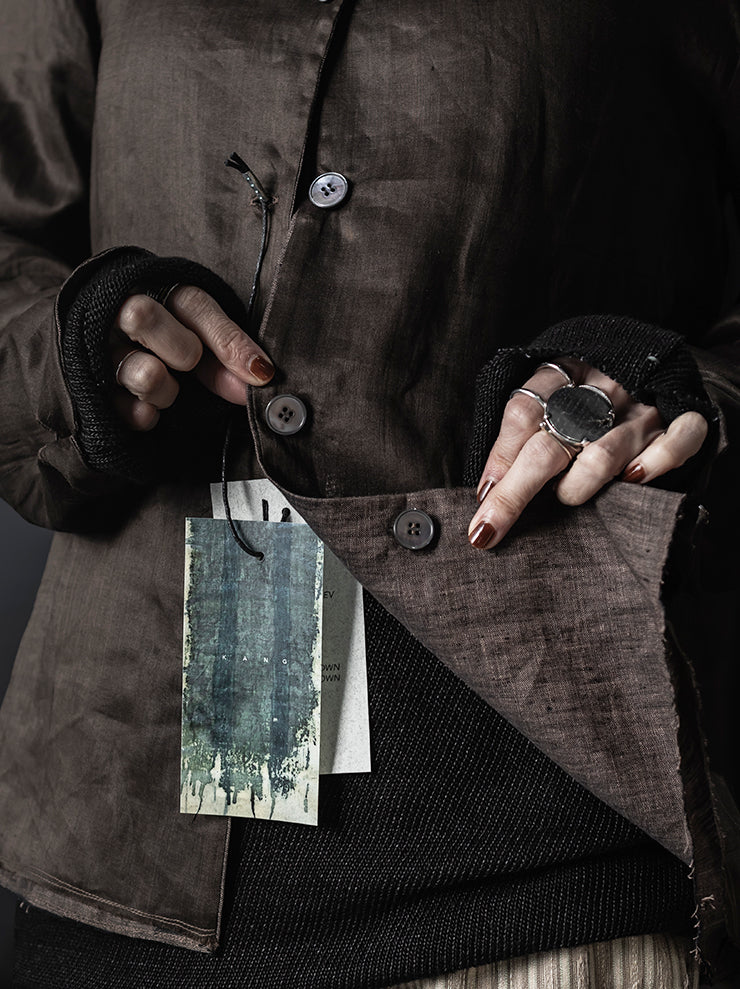 K’ANG <br>Unisex reversible shirt jacket / DARK BROWN + DARK GREY