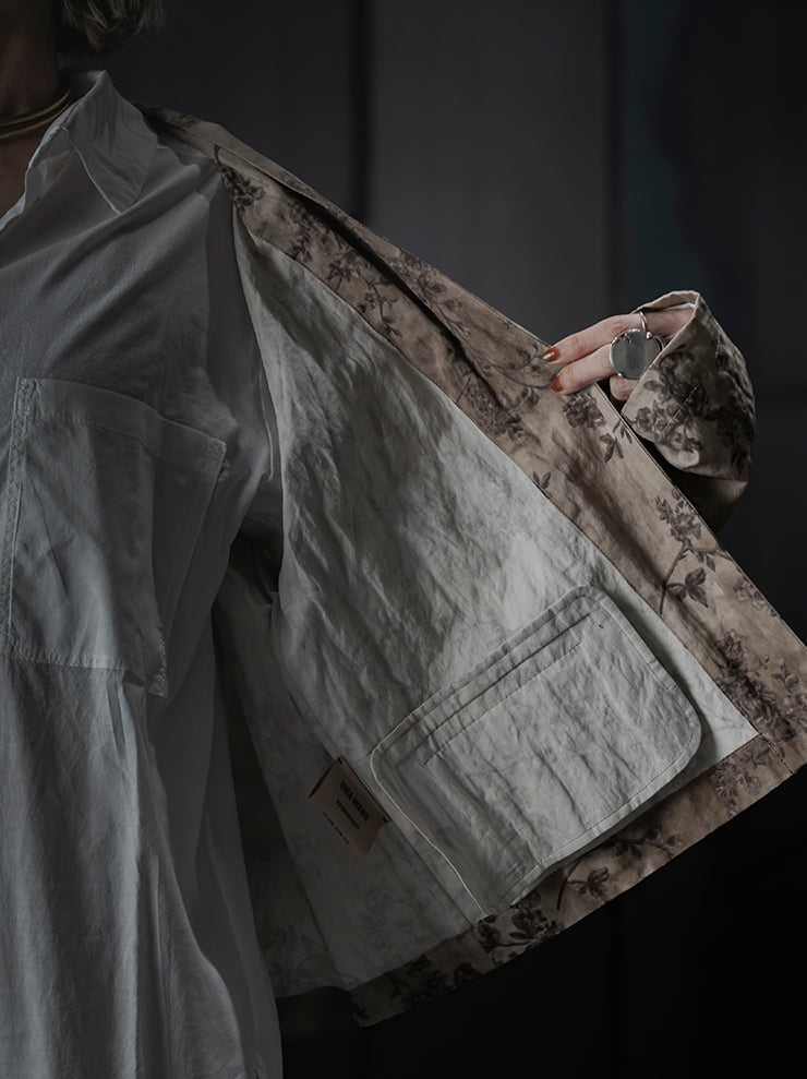 UMA WANG <br>WOMENS フラワープリントジャケット / DIRTY WHITE × GREY
