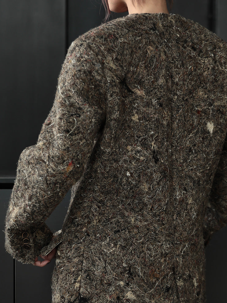 UMA WANG<br> WOMENS blended thread jacket / GRAY BROWN