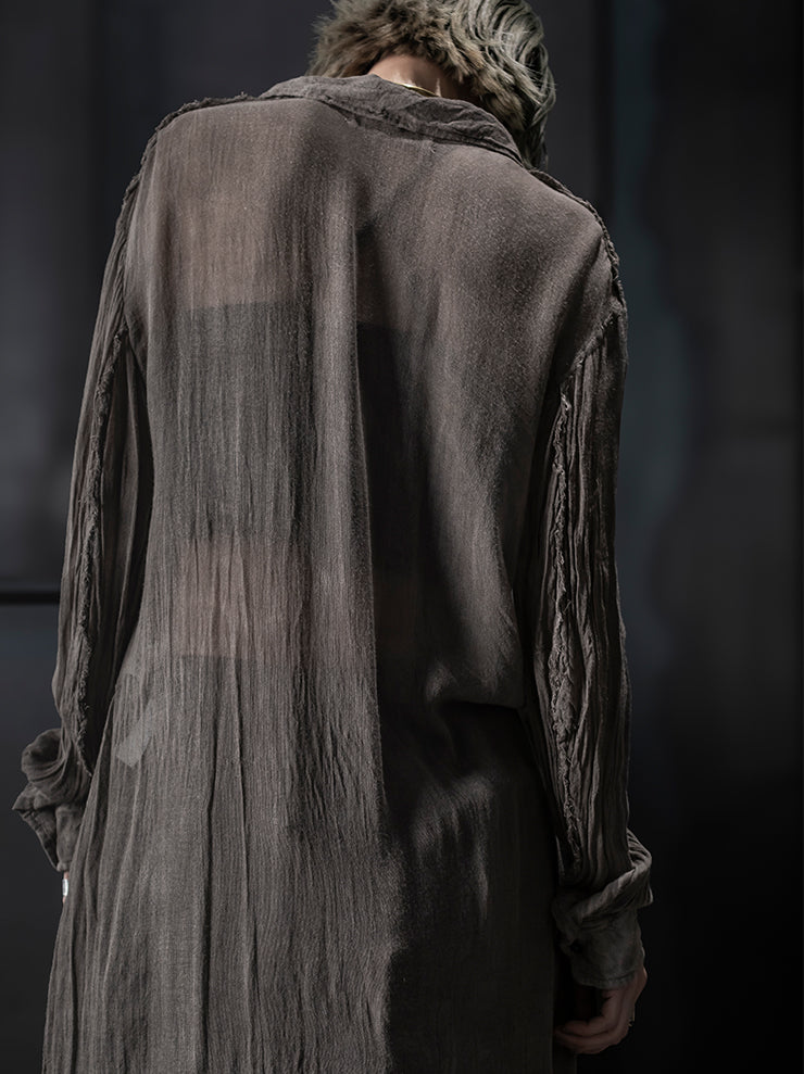 CHIAHUNG-SU<br> UNISEX HAND WOVEN MUD DYED BREATHABLE SHIRT / WEATHERED OAK