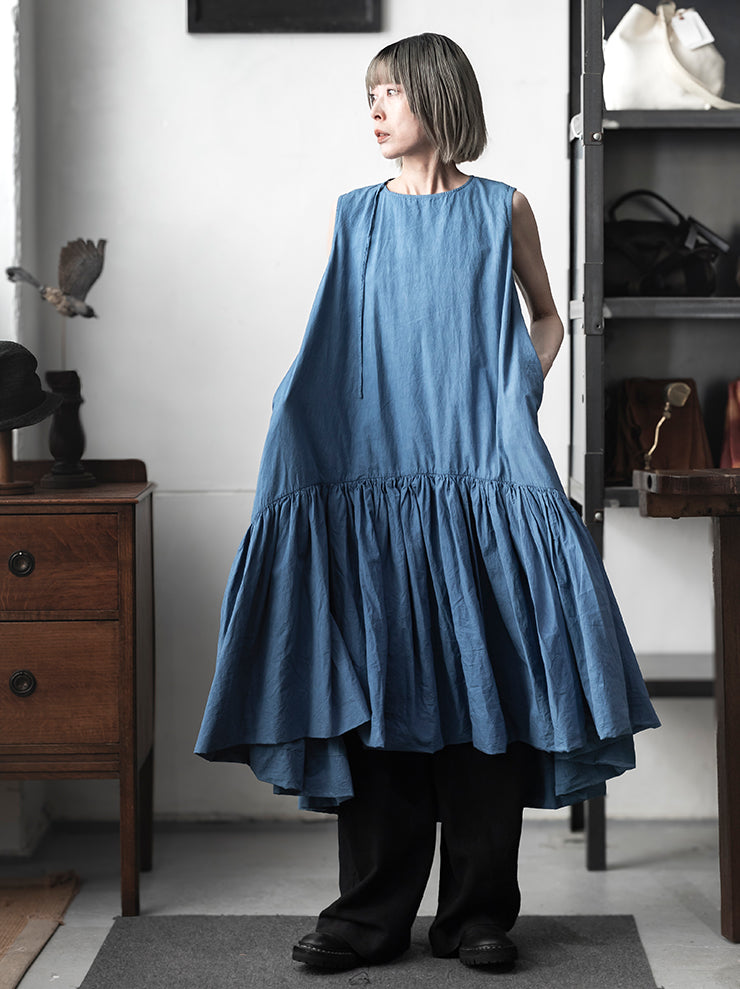 KINYAN LAM<br> WOMENS Natural Dye Balloon Dress / INDIGO SKY BLUE