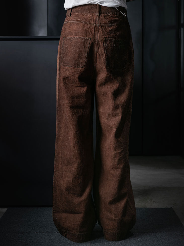 KINYAN LAM<br>UNISEX Natural Dye Hand Embroidery Straight Fit Jeans / Brown