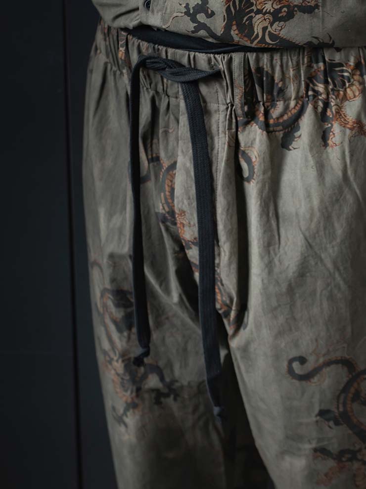 UMA WANG<br> MENS printed trousers / GRAY × BLACK