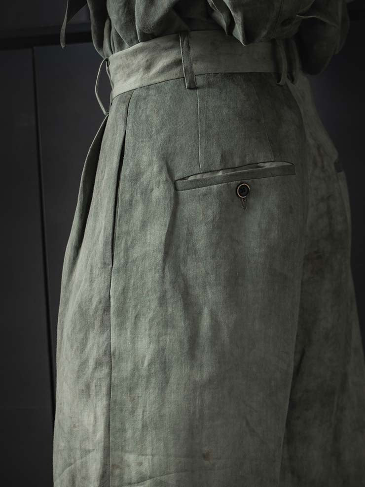UMA WANG<br> WOMENS LINEN COTTON WIDE LEG TROUSER / VENICE BLUE
