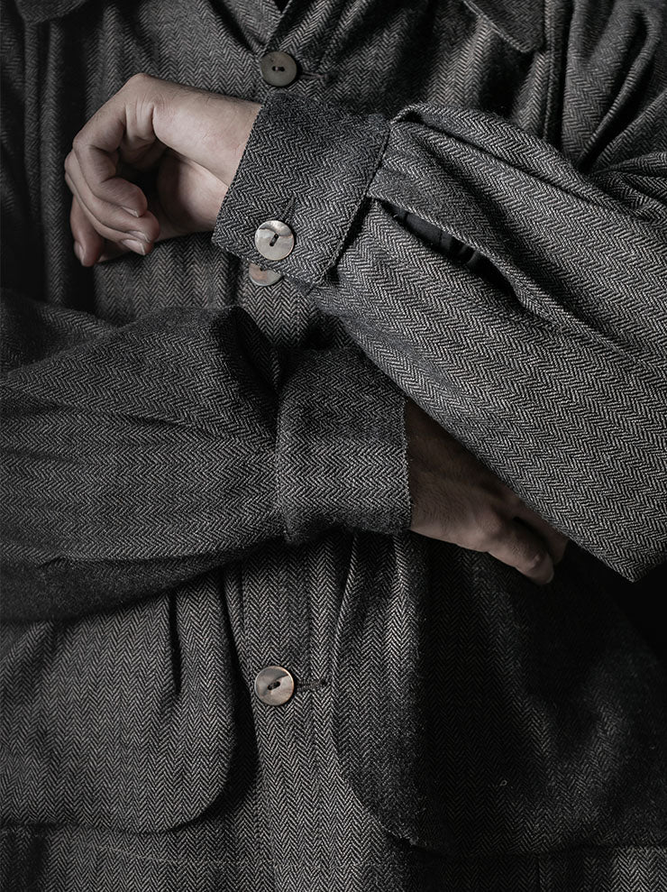 GATHERING<br>UNISEX FARMER JACKET / BLACK AND GREY