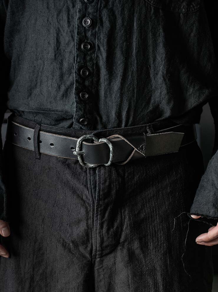 P.R.PATTERSON<br>HAND CAST FIGURE 8 BRONZE BUCKLE BELT / GREEN PATINA