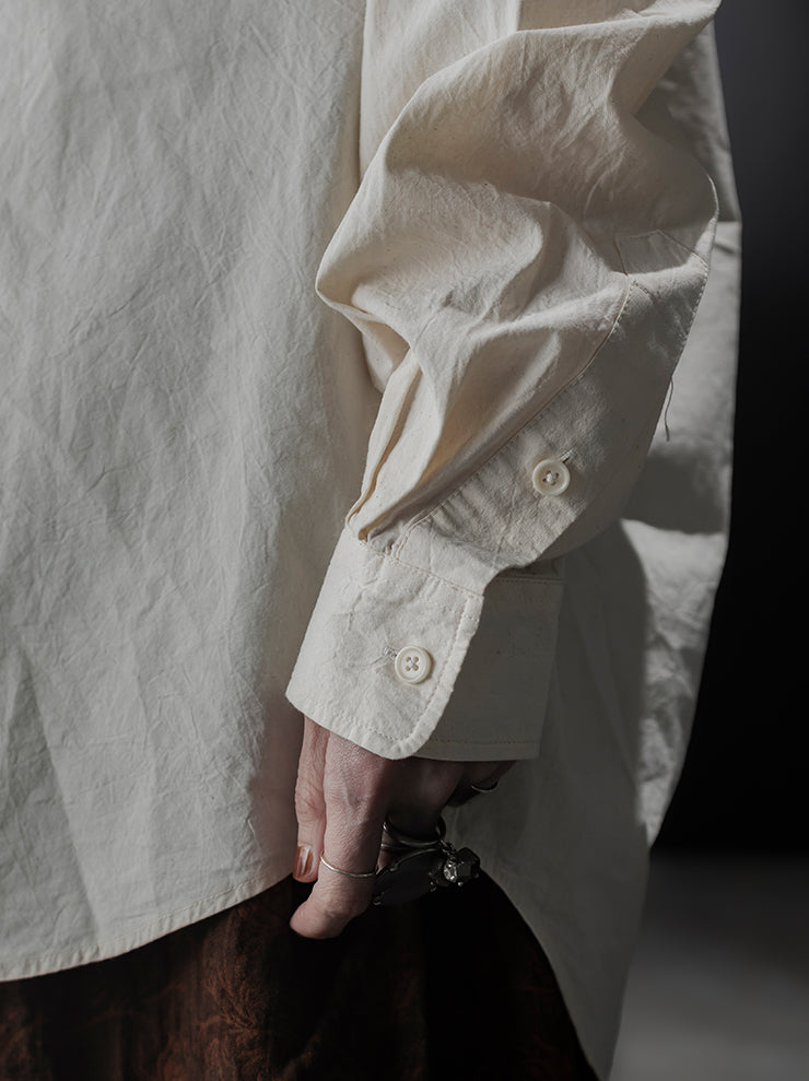 KINYAN LAM<br> UNISEX HAND EMBROIDERED LONG SLEEVE SHIRT / WHITE AND RED