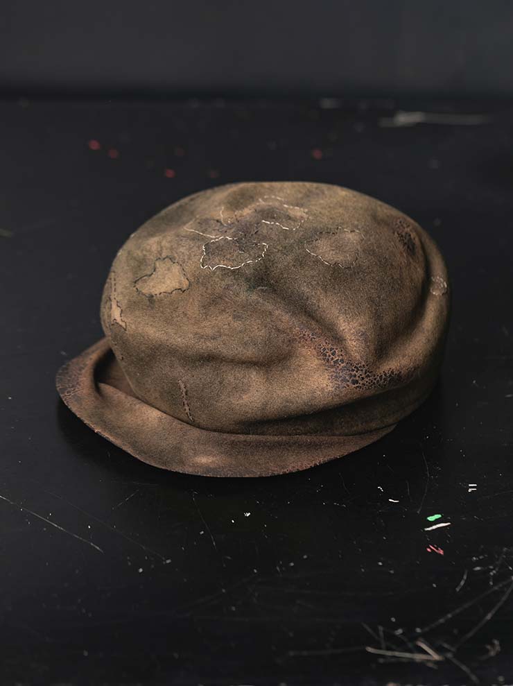HORISAKI<br>ONE OF A KIND COLLECTION ラビットファーフェルトハンドダイハット OOAK25 NO.48 / BROWN MELANGE EB