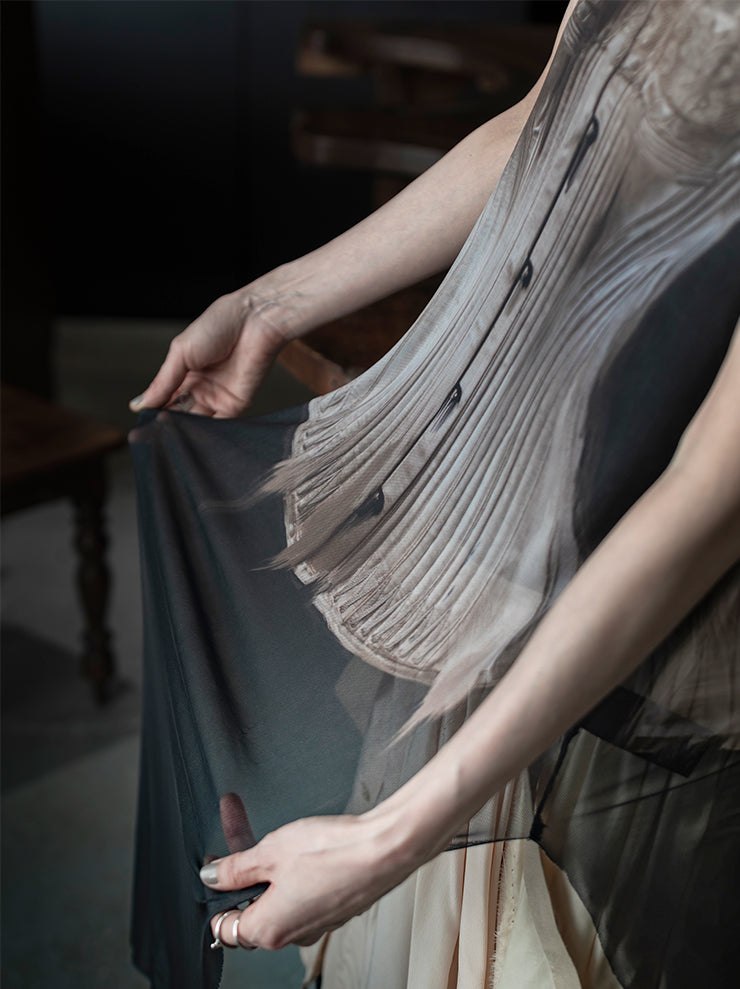 IA LONDON<br>WOMENS SLEEVELESS MESH DRESS / CORSET PRINT