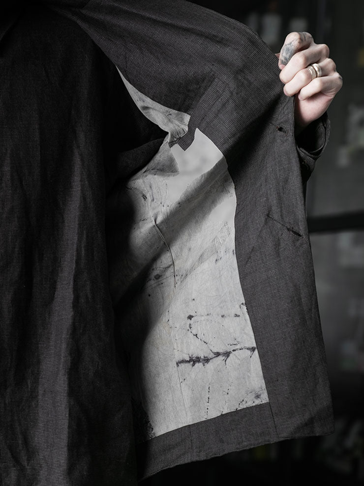 toward(s)<br>STOCK BLAZER IN LINEN WITH STERLING SILVER BUTTONS / Brown & Black