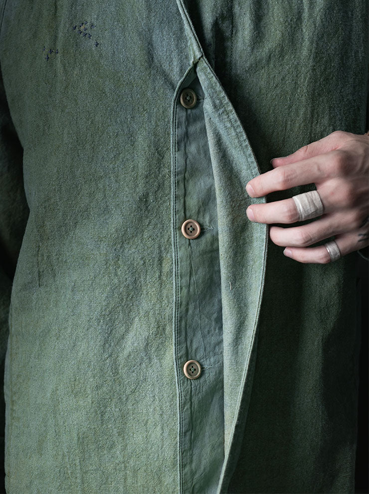 KINYAN LAM<br>UNISEX Natural Dye Raglan Sleeves Coat / GREEN