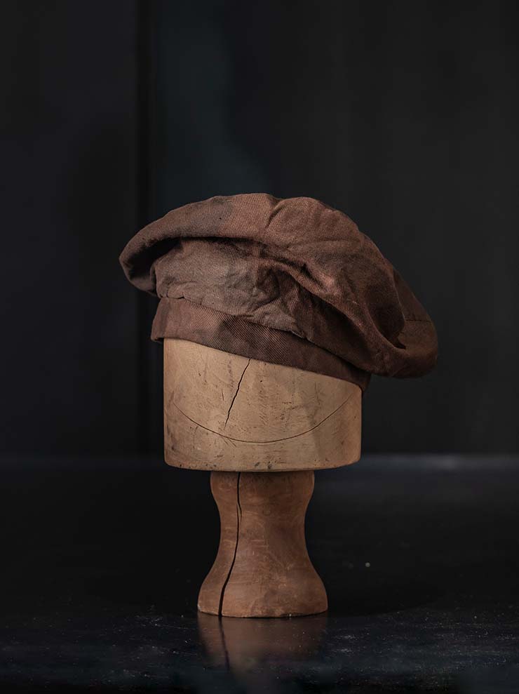 HORISAKI<br> ONE OF A KIND COLLECTION Cotton Linen Beret OOAK24 NO. 11 / BROWN