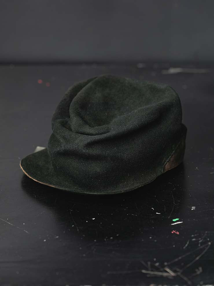 HORISAKI<br>ONE OF A KIND COLLECTION ラビットファーフェルトハンドダイハット OOAK25 NO.46 / GREEN MELANGE EB