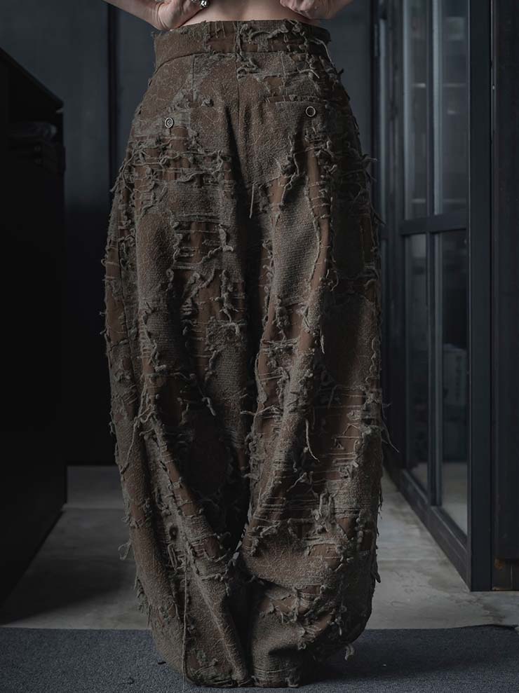 UMA WANG<br> WOMENS TROUSER / BROWN × GREY