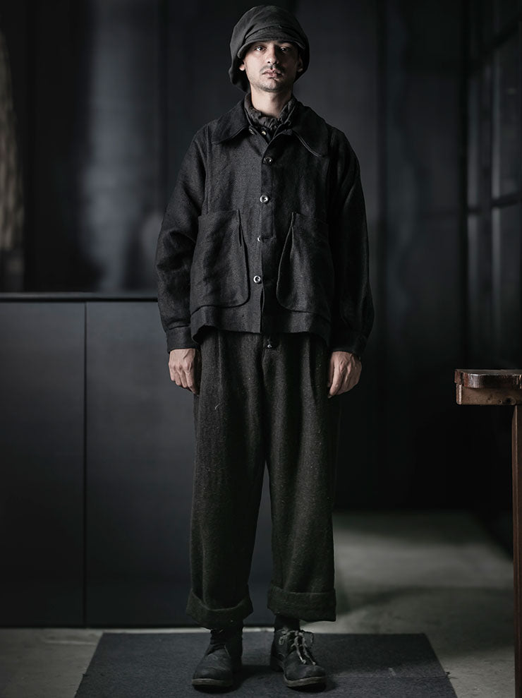 GATHERING<br>UNISEX FARMER JACKET / INDIGO BLACK