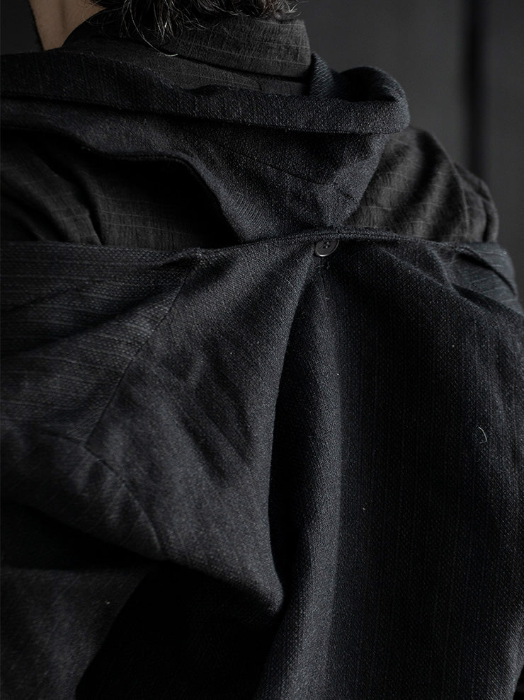 K'ANG<br> UNISEX OVERSIZE DETACHEBLE-REVERS COAT / OFF BLACK