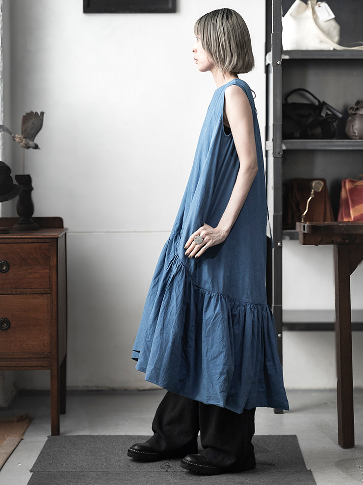 KINYAN LAM<br> WOMENS Natural Dye Balloon Dress / INDIGO SKY BLUE