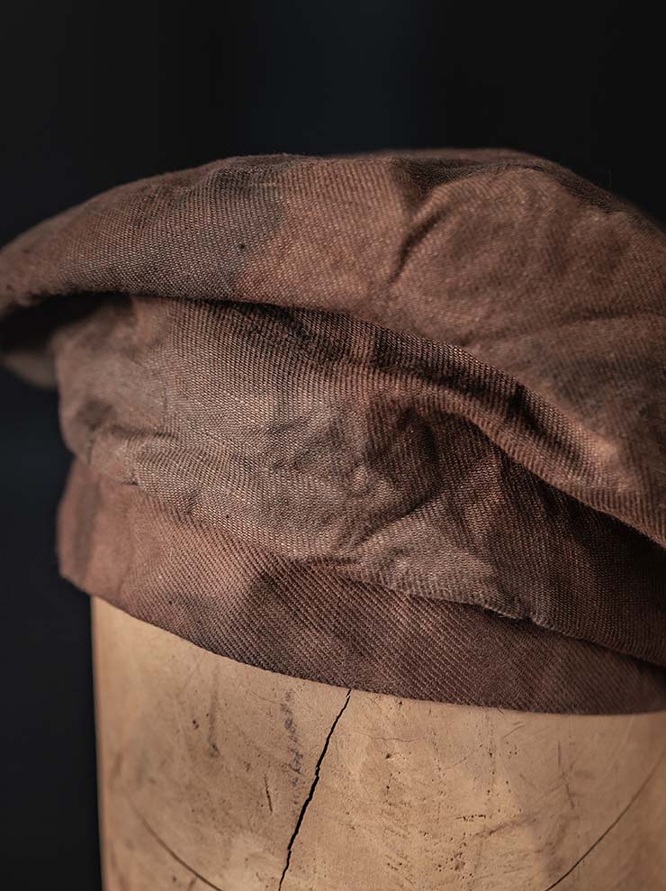 HORISAKI<br> ONE OF A KIND COLLECTION Cotton Linen Beret OOAK24 NO. 11 / BROWN