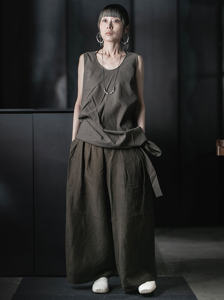UMA WANG<br>WOMENS TARA TOP / DARK GREY