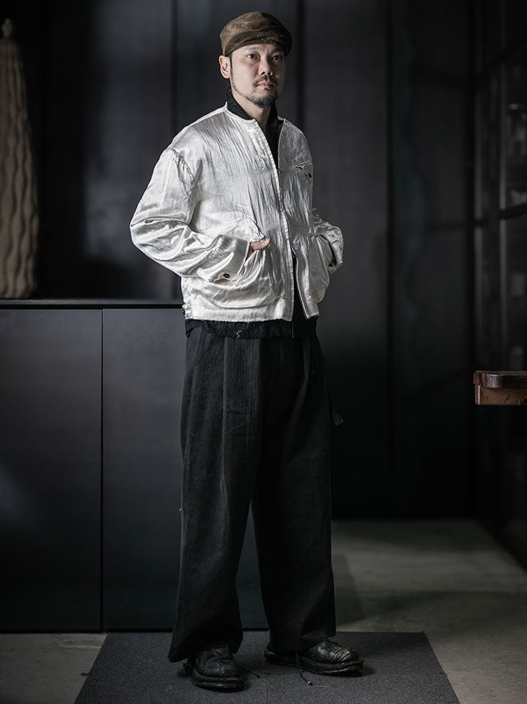 MONAD<br> Collarless Rouach Jacket / Ivory