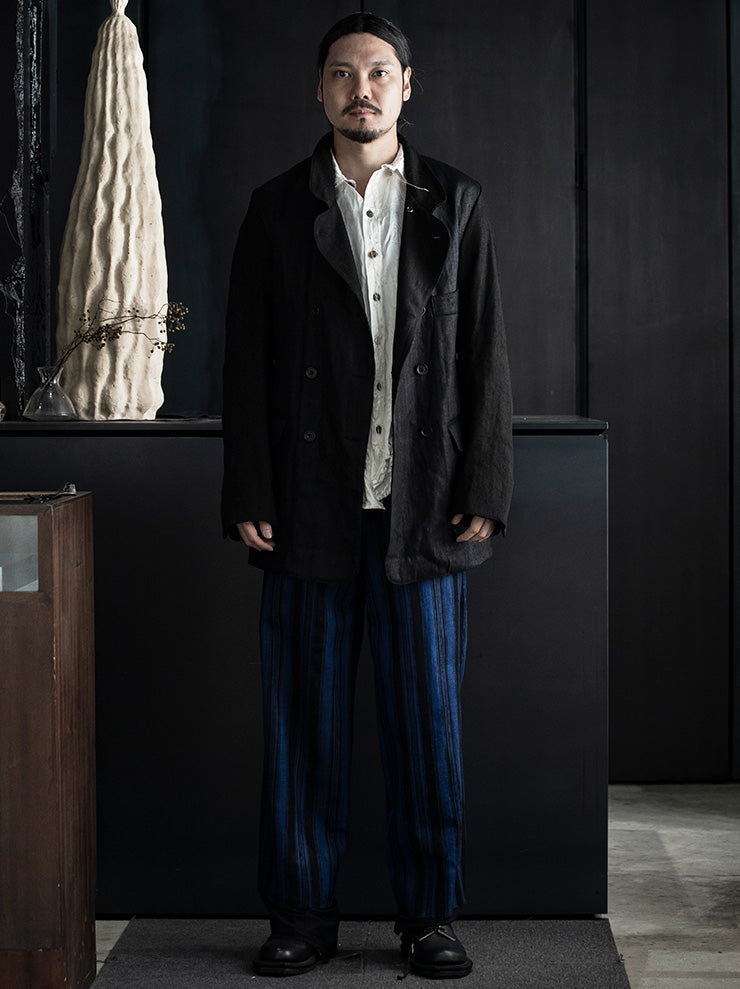 OLUBIYI THOMAS<br> Striped wide pants / Blue & Black
