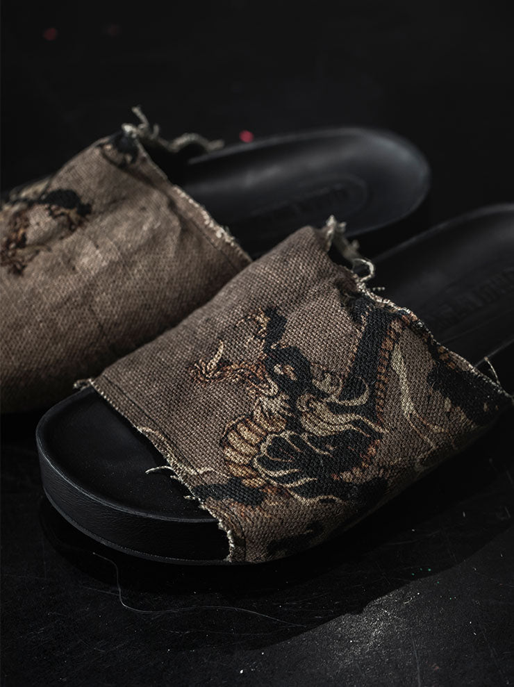 UMA WANG<br> WOMENS printed sandals / ROSE × BLACK
