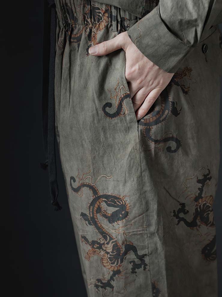 UMA WANG<br> MENS printed trousers / GRAY × BLACK