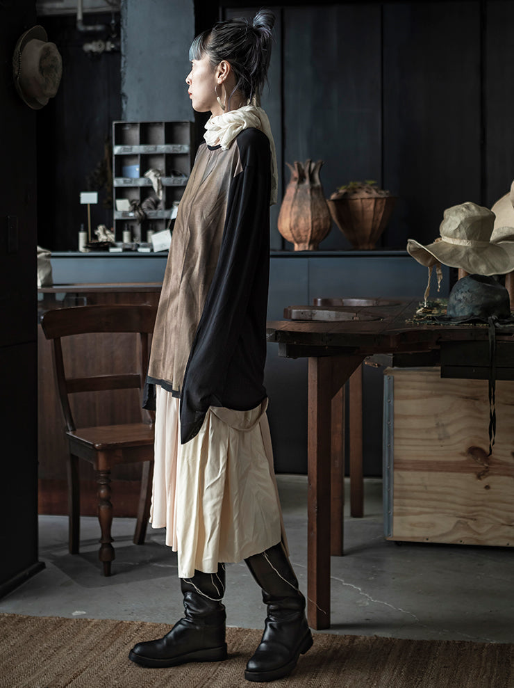 IA LONDON<br>WOMENS OVERSIZED JERSEY TOP / TRENCH COAT PRINT