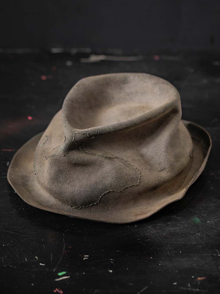 HORISAKI<br> ONE OF A KIND COLLECTION RABBIT FUR FELT HAT OOAK24 NO.30 / GREY