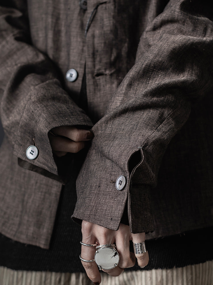 K’ANG <br>Unisex reversible shirt jacket / DARK BROWN + DARK GREY