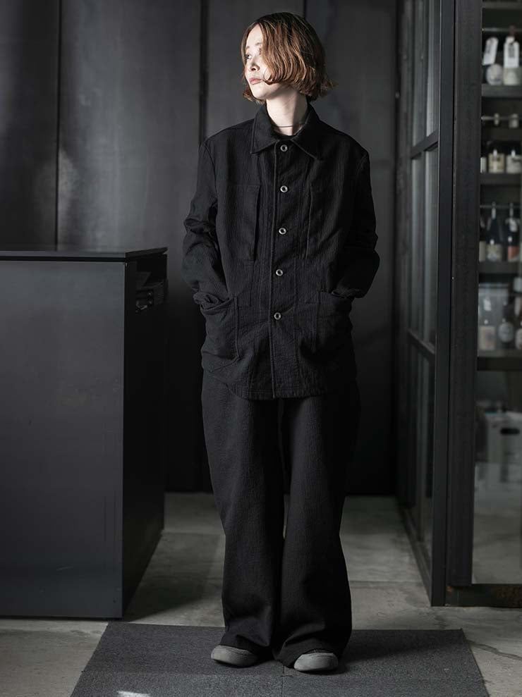 69 by ISAAC SELLAM <br>MENS Striped Work Jacket / NOIR