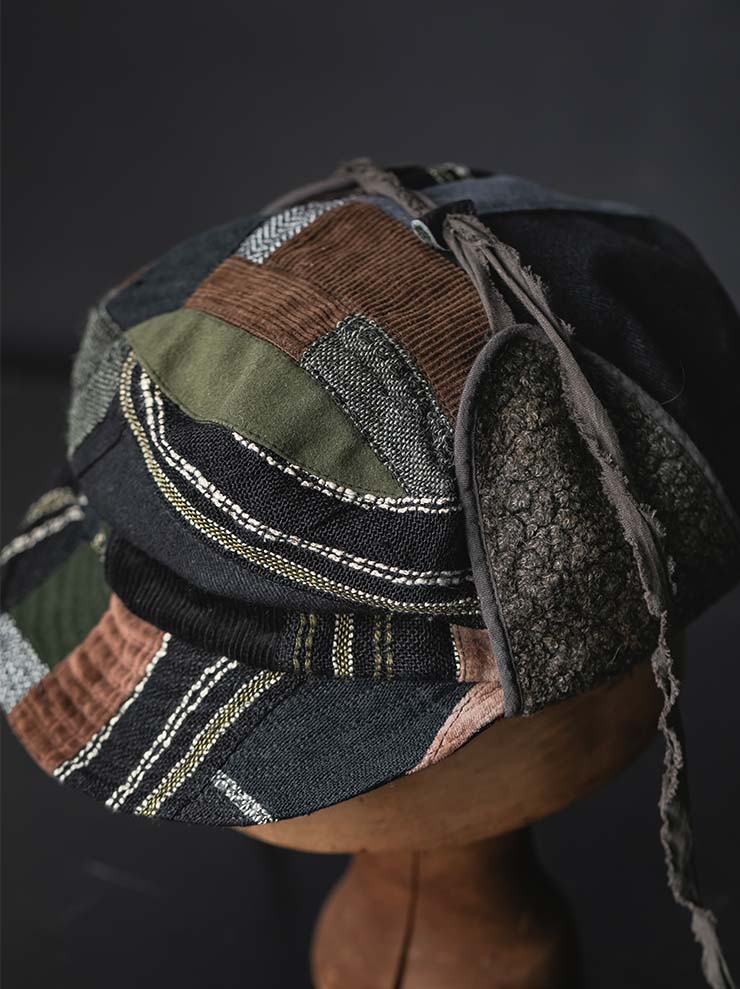HORISAKI<br>ONE OF A KIND COLLECTION パッチワークイヤーフラップ付きハット OOAK25 NO.109 / MIX