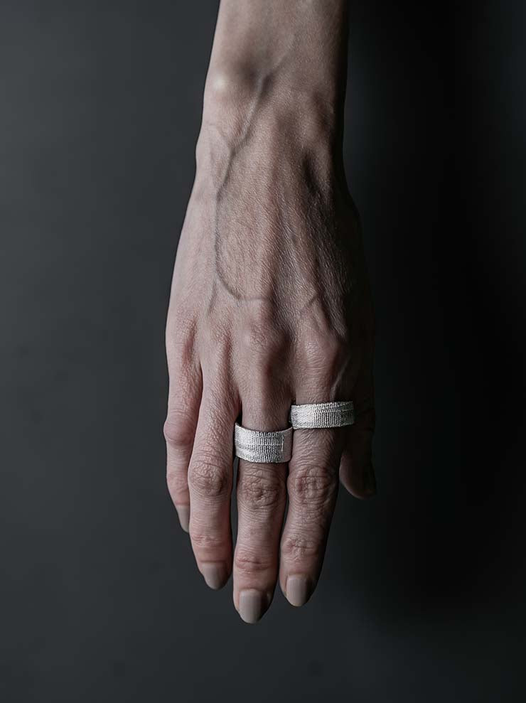 DETAJ<br> 2-BANDAGE SILVER RING / 2-VTGR06 / VINTAGE WHITE