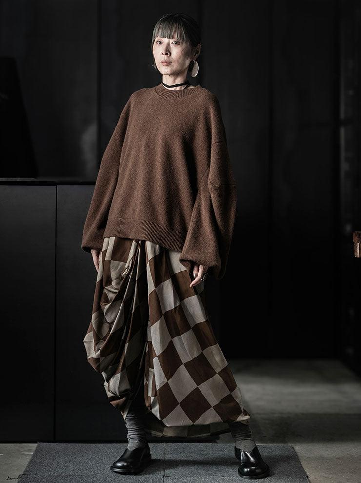 UMA WANG<br>WOMENS SQUARE SLV TOP / DARK MUSTARD