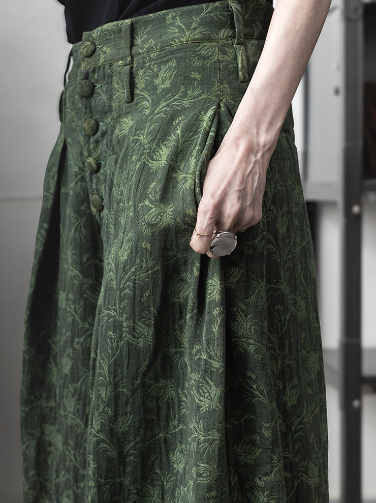 KINYAN LAM<br> WOMENS Natural Dye Jacquard Balloon Trousers / GREEN